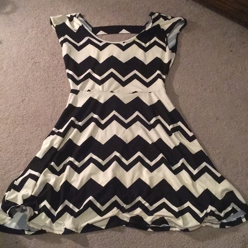 Black and white chevron dress
